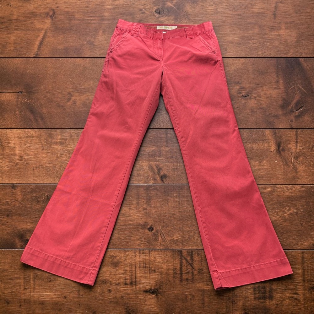 J.Crew Weathered Broken-In Chino Pants Red City Fit Wide Leg Size 8 W33xL32